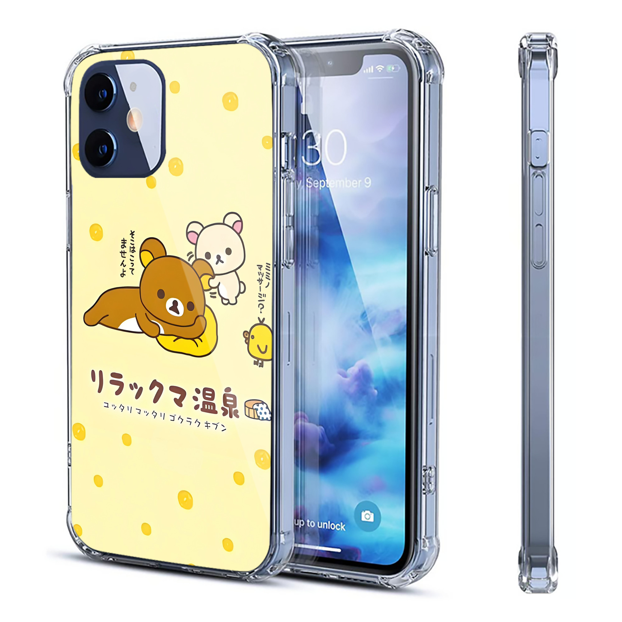（画像用） リラックマ リラックマ キイロイトリ Rilakkuma Korilakkuma Kiiroitori 【iPhone 12シリーズ対応】透明スマホケース（クリアソフトケース）